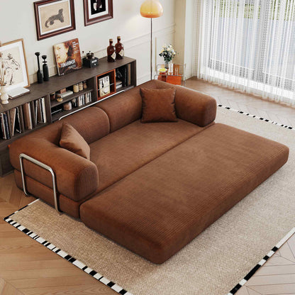 78.8" 2-in-1 Convertible Sofa Bed – Plush Corduroy Modular Sleeper Couch, Space-Saving Loveseat for Home & Guests