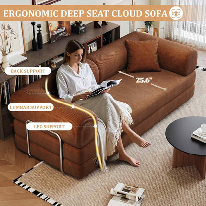 78.8" 2-in-1 Convertible Sofa Bed – Plush Corduroy Modular Sleeper Couch, Space-Saving Loveseat for Home & Guests
