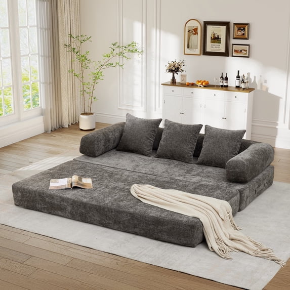 78.8" 2-in-1 Convertible Sofa Bed – Plush Corduroy Modular Sleeper Couch, Space-Saving Loveseat for Home & Guests