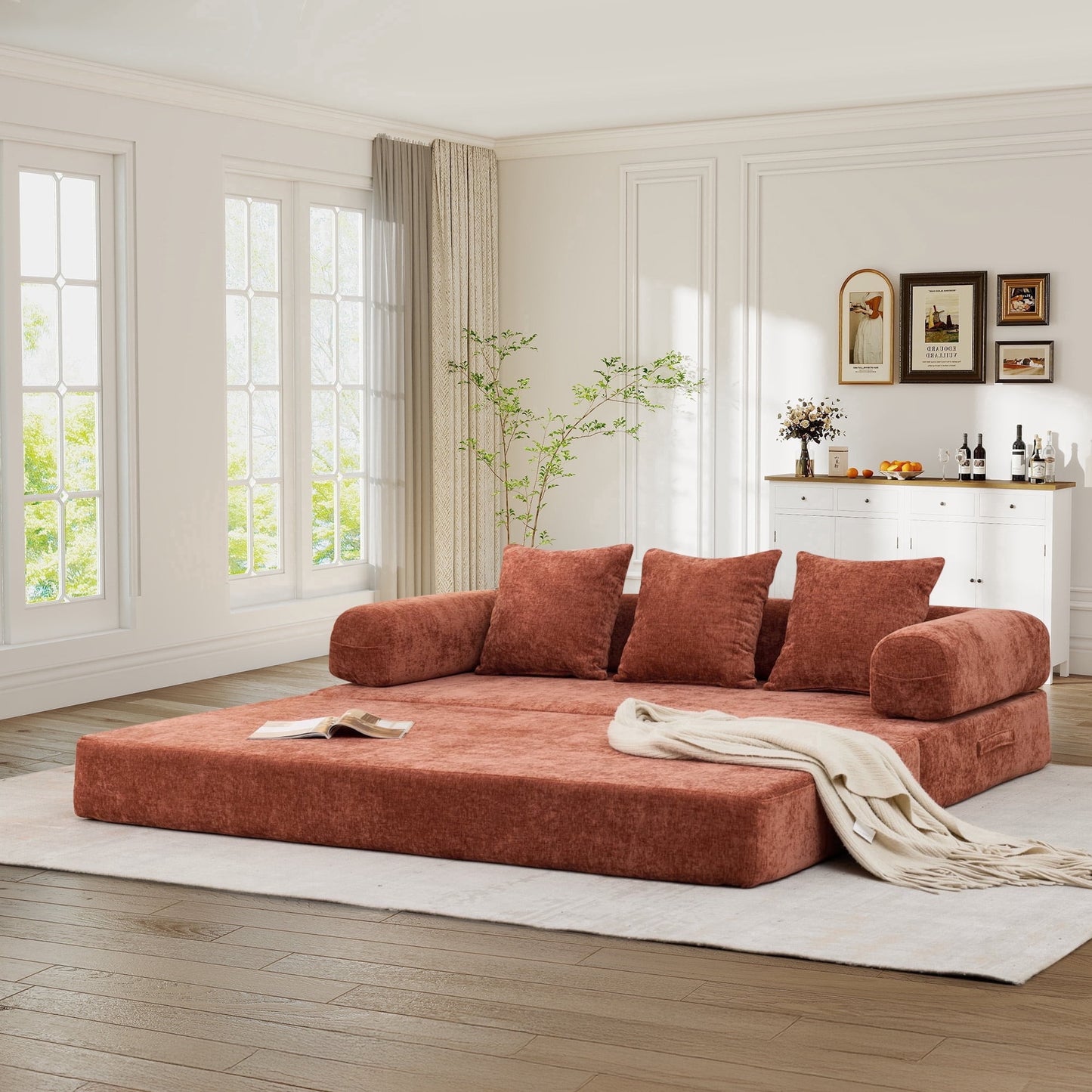78.8" 2-in-1 Convertible Sofa Bed – Plush Corduroy Modular Sleeper Couch, Space-Saving Loveseat for Home & Guests