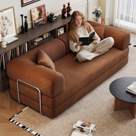 78.8" 2-in-1 Convertible Sofa Bed – Plush Corduroy Modular Sleeper Couch, Space-Saving Loveseat for Home & Guests