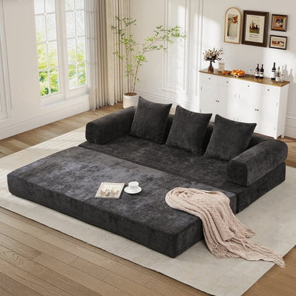 78.8" 2-in-1 Convertible Sofa Bed – Plush Corduroy Modular Sleeper Couch, Space-Saving Loveseat for Home & Guests
