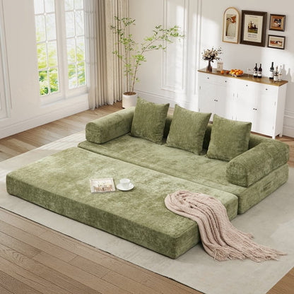 78.8" 2-in-1 Convertible Sofa Bed – Plush Corduroy Modular Sleeper Couch, Space-Saving Loveseat for Home & Guests