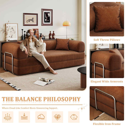 78.8" 2-in-1 Convertible Sofa Bed – Plush Corduroy Modular Sleeper Couch, Space-Saving Loveseat for Home & Guests